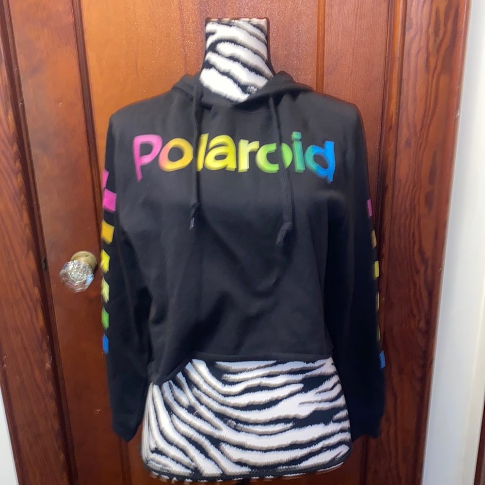 Polaroid black cropped hoodie size small